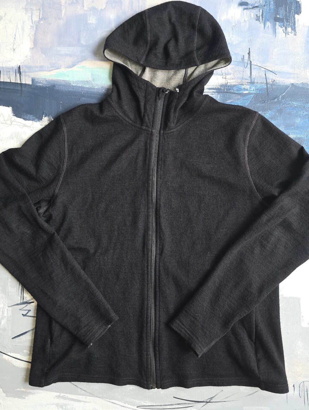 PAKA Breathe Full Zip Hoodie Alpaca Blend Black Men's Size Large Made in Peru